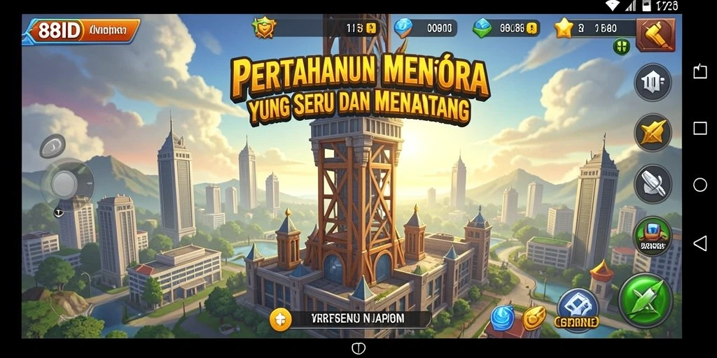 Tangkapan layar permainan 88ID menampilkan pertahanan menara yang epik.