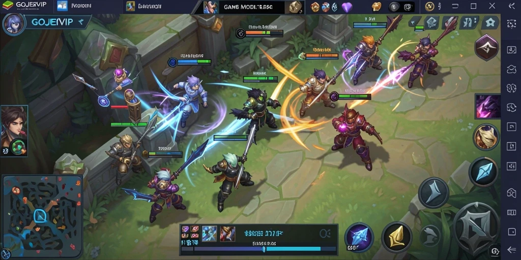 Tampilan seru gameplay <strong>GOJEKVIP</strong> dengan aksi pertarungan tim yang intens.
