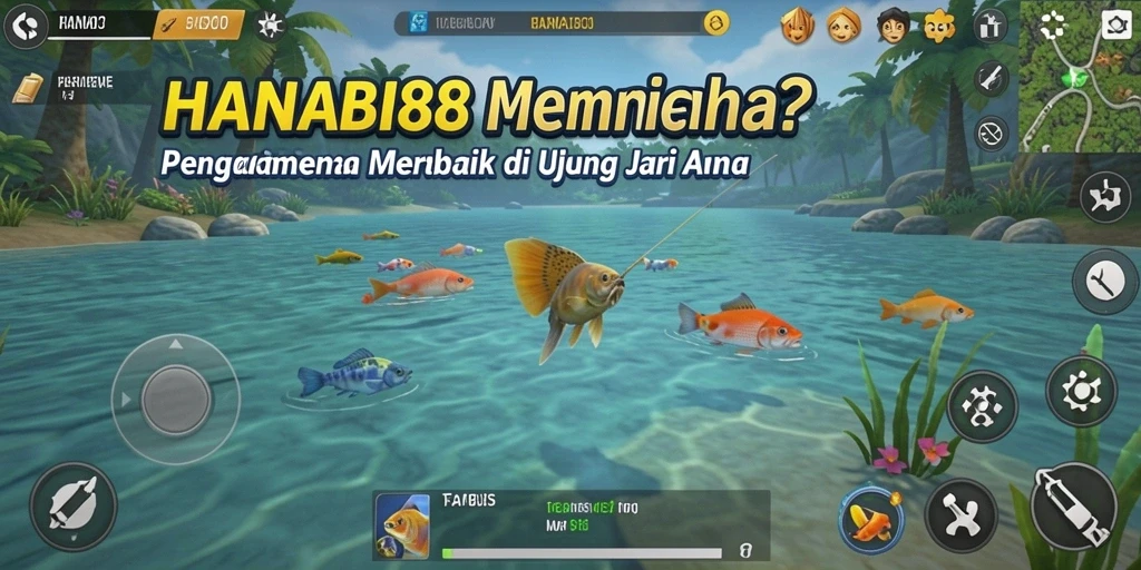 Tampilan gameplay <strong>HANABI88</strong> dengan aksi memancing yang seru dan mendebarkan.