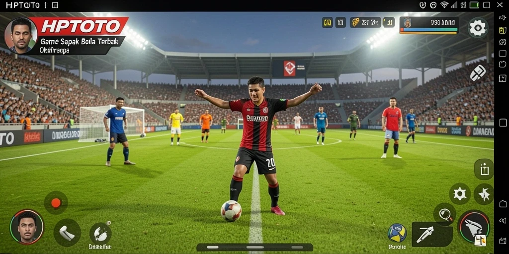 Tangkapan layar gameplay HPTOTO yang penuh aksi sepak bola.
