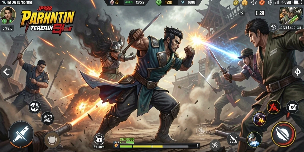 Tampilan menarik dari gameplay pertarungan intens dalam JPS88.