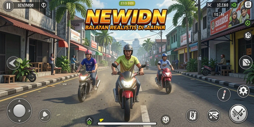Gameplay balap mendebarkan di NEWIDN dengan berbagai mobil dan trek.