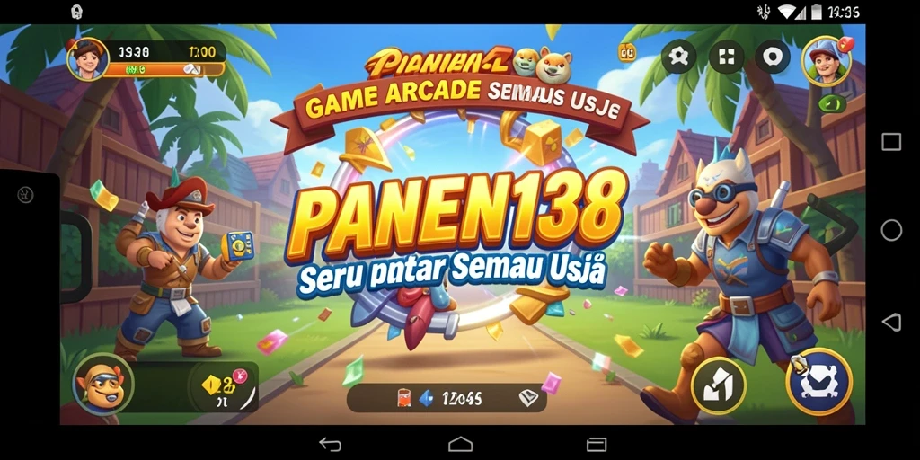 Screenshot utama menunjukkan gameplay dinamis dan penuh warna dari <strong>PANEN138</strong>.