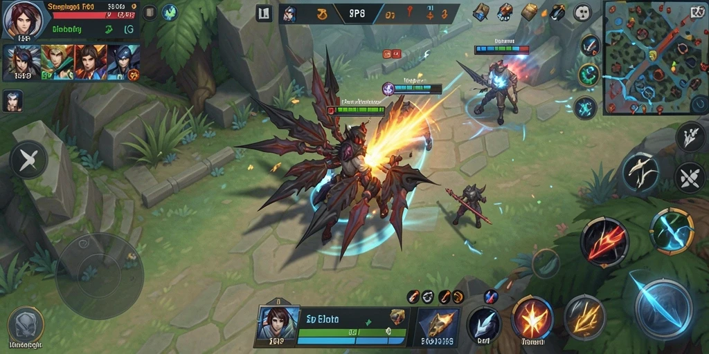 Screenshot RP8 menampilkan pertarungan intens di dalam permainan SLG.