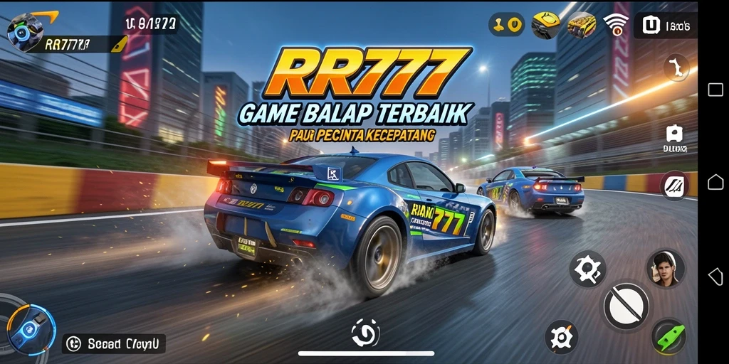 Tampilan seru dari gameplay balap RR777 yang mendebarkan.