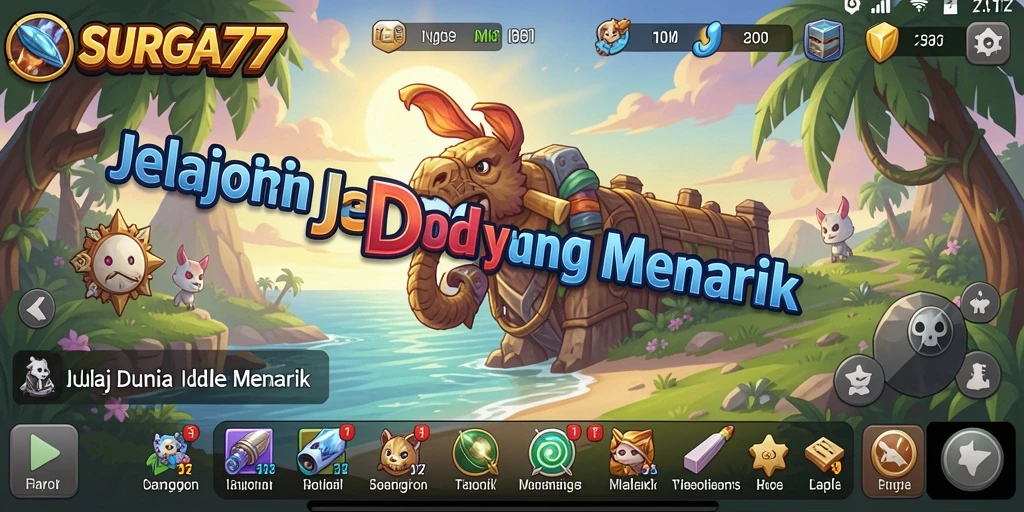 Gameplay SURGA77 dengan mekanisme idle yang menarik dan intuitif.