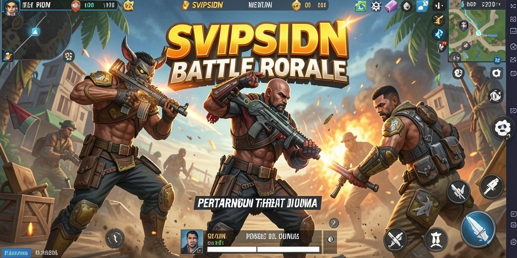 Screenshot gameplay SVIPSIDN menampilkan pertarungan seru di arena Battle Royale.