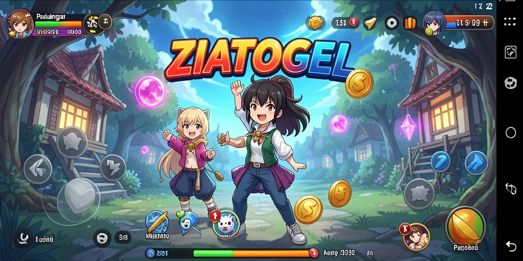 Tampilan gameplay seru ZIATOGEL dengan karakter anime yang memukau.