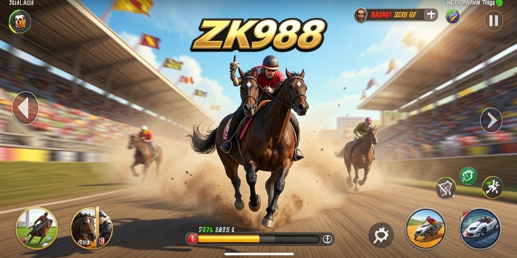 Gameplay ZK988 yang seru dan mendebarkan saat balapan.